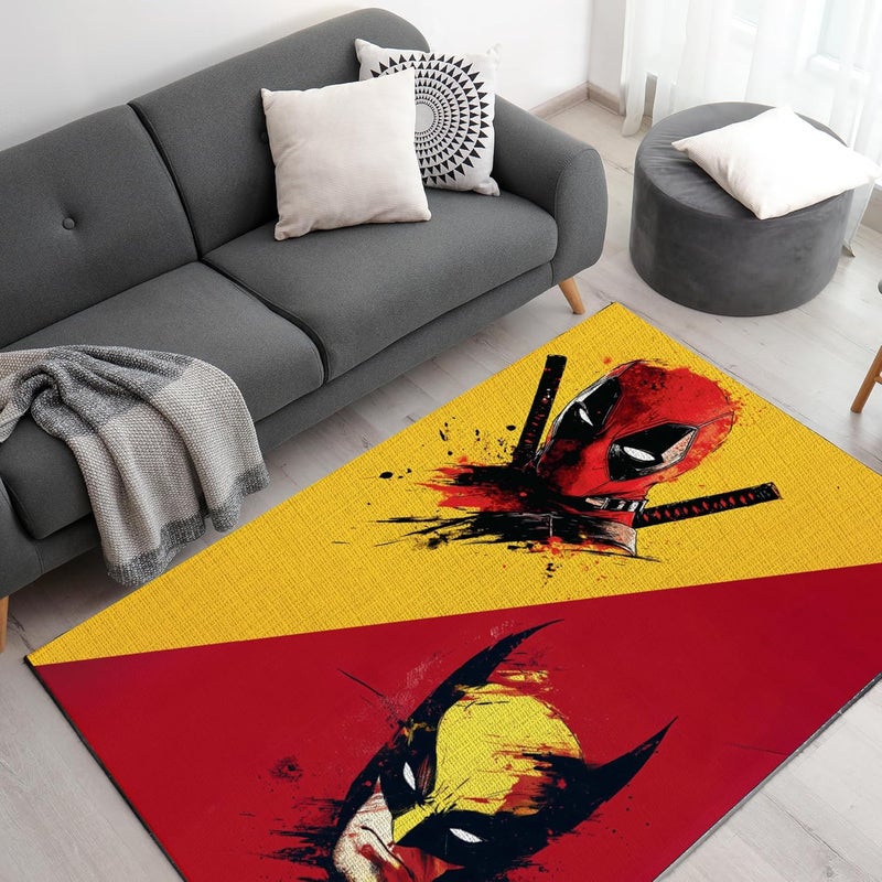 DreamController Deadpoool Wolverinne Custom Rugs for Gamer Room (62x40inch)| Playroom Carpets Inspired by Games & Anime Decor for Gamers | Gamer Room Decor for Kids Teen Anti-Slip Gaming Mats - Image 1